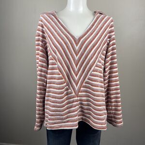 Saturday Sunday by Anthropologie Soft Striped Brown Chenille Cozy Hoodie Sweater